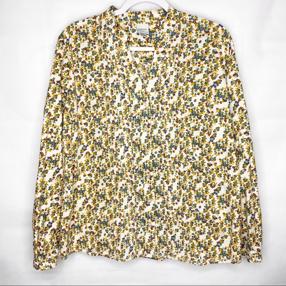 5/$25 Merona Floral Fall Button Down Size XXL